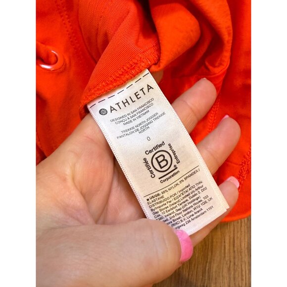 Athleta Trekkie North Orange Jogger Pants Zip Pocket Stretch Nylon Athletic 0 - Picture 5 of 9